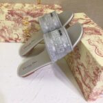 Dior Women CD Shoes Dway Slide Cotton Metallic Thread Embroidery Silver Tone Strass - Image 7