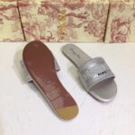 Dior Women CD Shoes Dway Slide Cotton Metallic Thread Embroidery Silver Tone Strass - Image 10