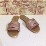 Dior Women CD Shoes Dway Slide Rose Des Vents Cotton Embroidered Metallic Thread Strass - immagine 5