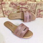 Dior Women CD Shoes Dway Slide Rose Des Vents Cotton Embroidered Metallic Thread Strass - immagine 2