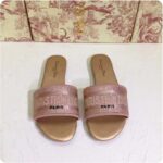 Dior Women CD Shoes Dway Slide Rose Des Vents Cotton Embroidered Metallic Thread Strass - immagine 6