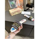 Dior Women CD Shoes Dway Slide White Multicolor Embroidered Cotton Pixel Zodiac Motif - Image 8