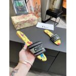 Dior Women CD Shoes Dway Slide Yellow Multicolor Embroidered Cotton Pixel Zodiac Motif - Image 8