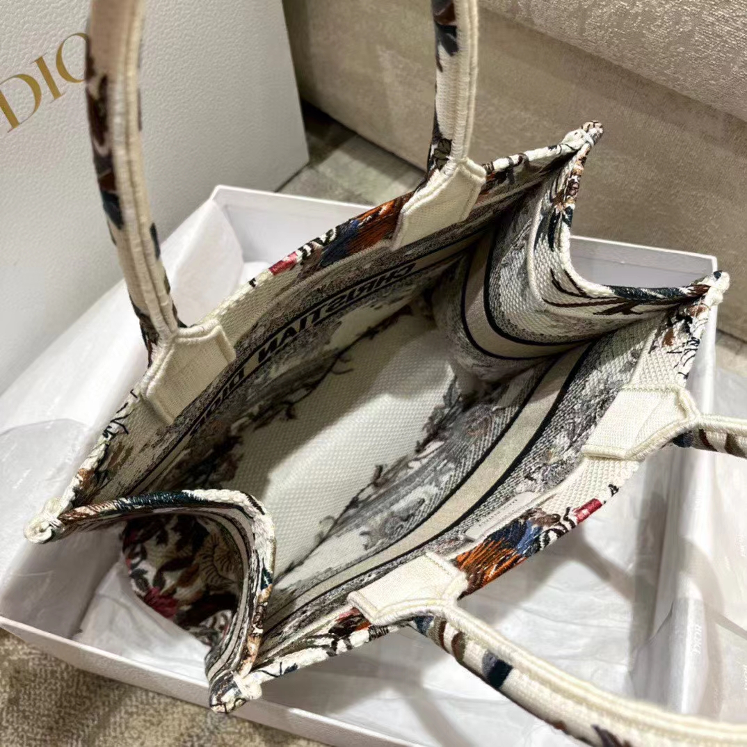 Dior Women CD Small Book Tote Latte Multicolor Dior Jardin D Dior Women CD Small Book Tote Latte Multicolor Dior Jardin D