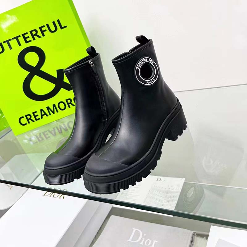 Dior Women CD Symbol Ankle Boot Black Supple Calfskin 15 Cm High