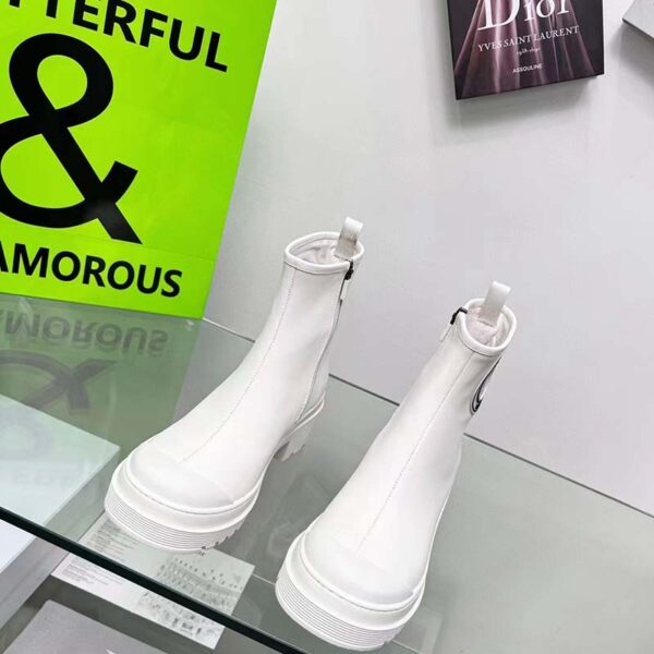 Dior Women CD Symbol Ankle Boot White Supple Calfskin 15 Cm High (10)