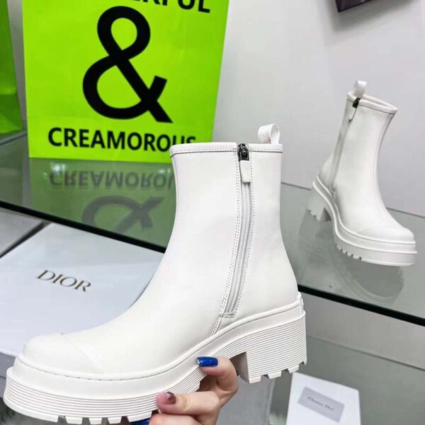 Dior Women CD Symbol Ankle Boot White Supple Calfskin 15 Cm High (5)