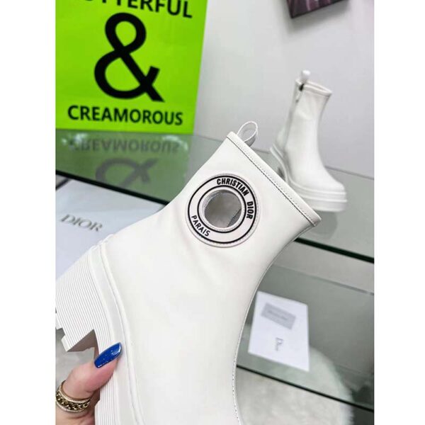 Dior Women CD Symbol Ankle Boot White Supple Calfskin 15 Cm High (7)