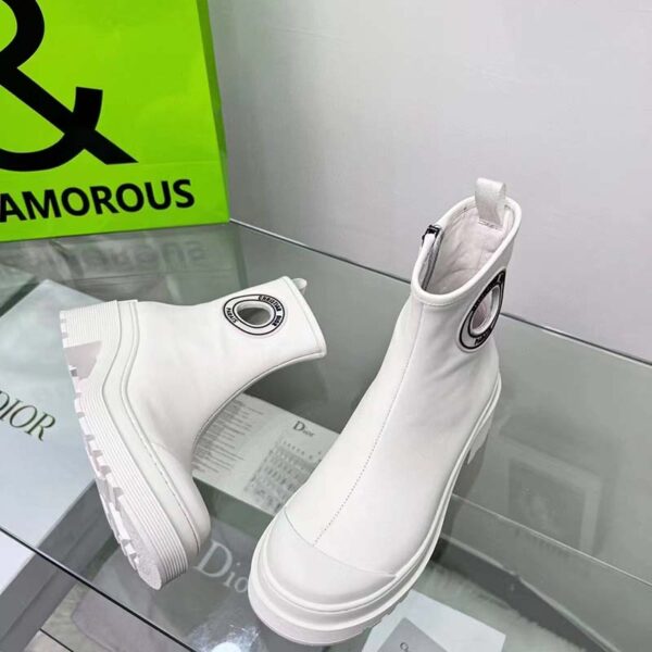 Dior Women CD Symbol Ankle Boot White Supple Calfskin 15 Cm High (8)