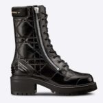 Dior Damen D-Leader Ankle Boot Schwarzes gestepptes Cannage-Kalbsleder