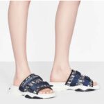 Dior Women Shoes CD D-Wander Slide Black Deep Blue Dior Oblique Technical Fabric - Image 12