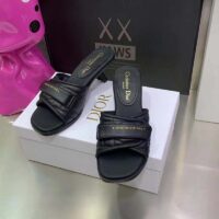 Dior Women Shoes CD Dio(r) Evolution Heeled Slide Black Quilted Cannage Calfskin (5)