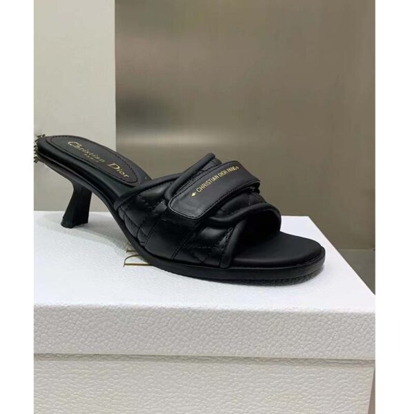 Dior Women Shoes CD Dio(r) Evolution Heeled Slide Black Quilted Cannage Calfskin (4)