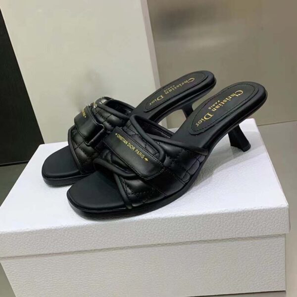 Dior Women Shoes CD Dio(r) Evolution Heeled Slide Black Quilted Cannage Calfskin (9)