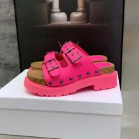 Dior Women Shoes CD Diorquake Strap Sandal Bright Pink Calfskin Wooden Insole (2)