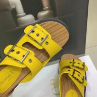Dior Women Shoes CD Diorquake Strap Sandal Yellow Calfskin Wooden Insole (6)