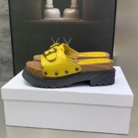 Dior Women Shoes CD Diorquake Strap Sandal Yellow Calfskin Wooden Insole (6)