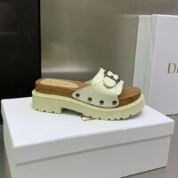 Dior Women Shoes CD Diorquake Strap Slide White Calfskin (9)