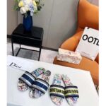 Dior Women Shoes CD Dway Slide White Multicolor D-Constellation Embroidered Cotton - Image 9