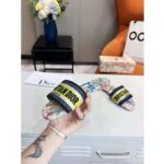 Dior Women Shoes CD Dway Slide White Multicolor D-Constellation Embroidered Cotton - Image 6