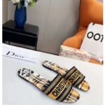 Dior Women Shoes CD Dway Slide Yellow Black Check'n'Dior Embroidered Cotton - Imagen 2