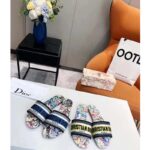 Dior Women Shoes CD Dway Slide Black Multicolor Embroidered Cotton D-Constellation Motif - Imagen 9