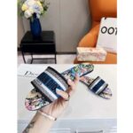 Dior Women Shoes CD Dway Slide Black Multicolor Embroidered Cotton D-Constellation Motif - Imagen 7