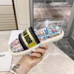 Dior Women Shoes Dway Slide White Embroidered Cotton Multicolor D-Constellation Motif - immagine 8