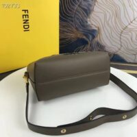 Fendi FF Women By The Way Medium Gray Leather Elaphe Boston Bag (2)