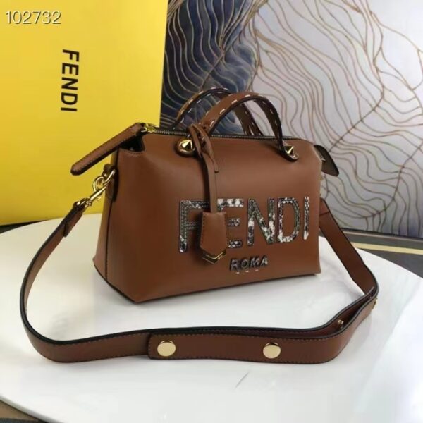 Fendi FF Women By The Way Medium Light Brown Leather Elaphe Boston Bag (2)