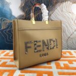 Fendi FF Women Sunshine Medium Beige Leather Elaphe Shopper - Image 3