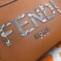 Fendi FF Women Sunshine Medium Light Brown Leather Elaphe Shopper Bag (9)