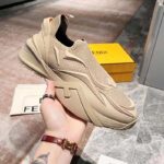 Fendi Unisex FF Fendi Flow Beige Mesh Running Sneakers – Image 7
