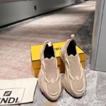 Fendi Unisex FF Fendi Flow Beige Mesh Running Sneakers – Image 3