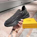 Fendi Unisex FF Fendi Flow Black Mesh Running Sneakers - Imagen 5