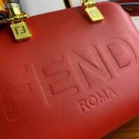 Fendi Women FF By The Way Mini Red Leather Small Boston Bag (6)