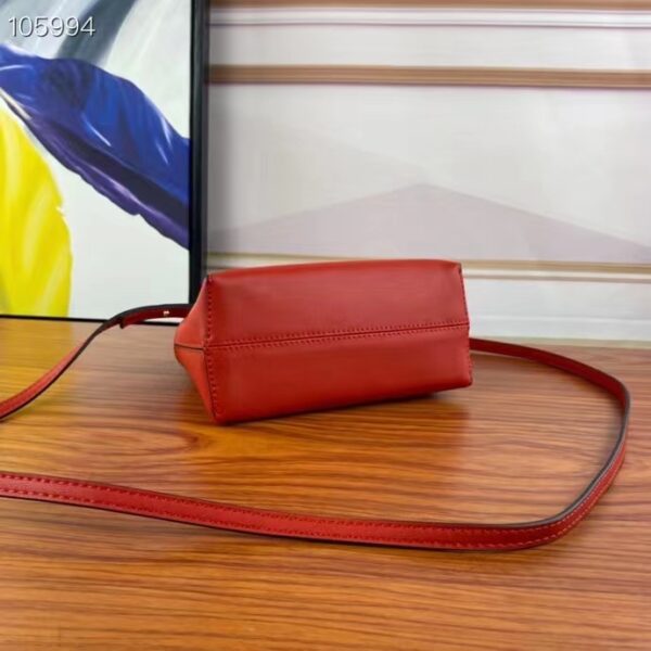 Fendi Women FF By The Way Mini Red Leather Small Boston Bag (5)