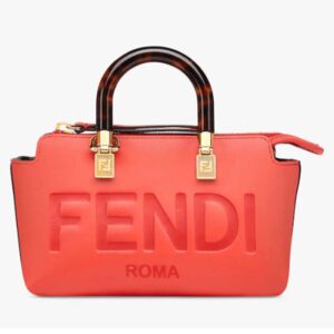 Fendi Women FF By The Way Mini Red Leather Small Boston Bag