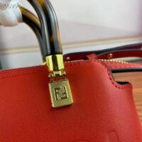 Fendi Women FF By The Way Mini Red Leather Small Boston Bag (6)