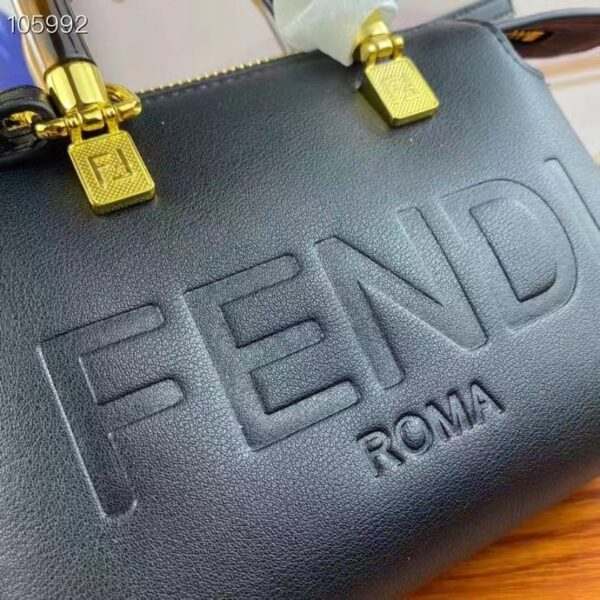 Fendi Women FF By The Way Mini Small Black Leather Boston Bag (3)