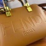 Fendi Women FF By The Way Mini Small Boston Bag Dove Gray Leather - Image 7