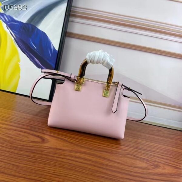 Fendi Women FF By The Way Mini Small Boston Bag Light Pink Leather (10)