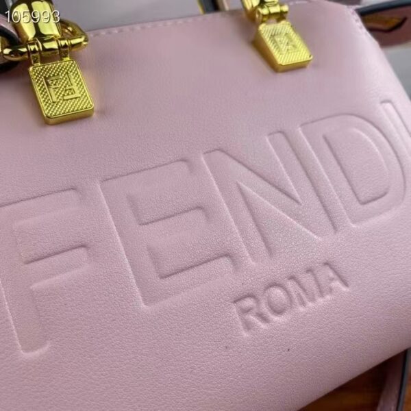 Fendi Women FF By The Way Mini Small Boston Bag Light Pink Leather (7)