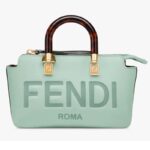 Borsa a spalla Fendi FF By The Way Mini Small Boston in pelle verde menta