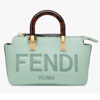 Fendi Women FF By The Way Mini Small Boston Bag Mint Green Leather (7)