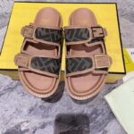 Fendi Women FF Fendi Feel Brown FF Fabric Slides 0.5 Cm Heel - immagine 4