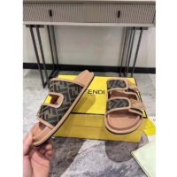 Fendi Women FF Fendi Feel Brown FF Fabric Slides 0.5 Cm Heel (6)