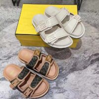 Fendi Women FF Fendi Feel White Leather Slides 0.5 Cm Heel (8)