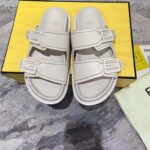 Fendi Women FF Fendi Feel White Leather Slides 0.5 Cm Heel - Image 4