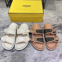 Fendi Women FF Fendi Feel White Leather Slides 0.5 Cm Heel (8)